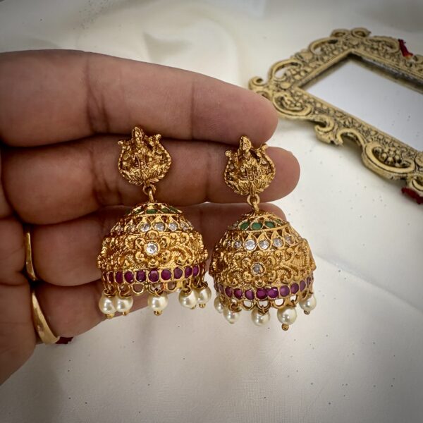 Lakshmi Jumkas Pearl - Image 4