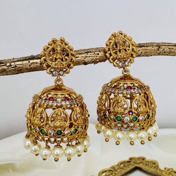 Antique Temple Jhumkas - Image 3
