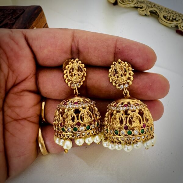 Antique Temple Jhumkas - Image 2