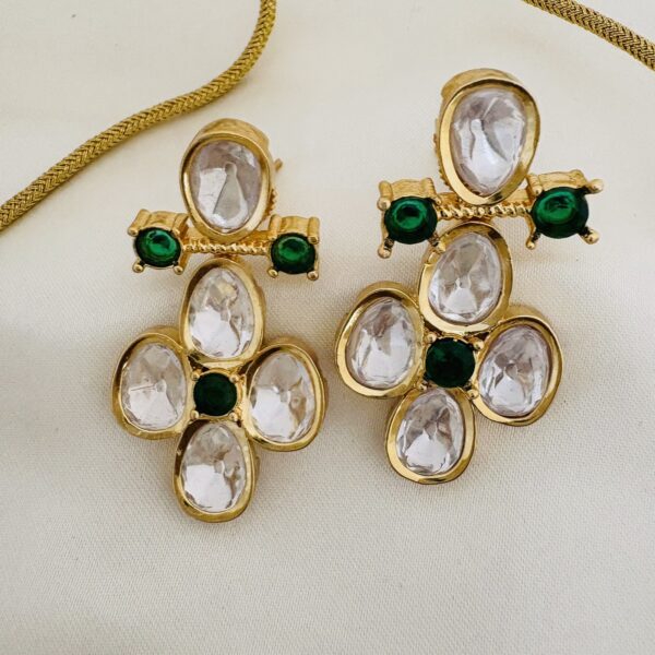 Regal Polki emerald /white Necklace Set - Image 2