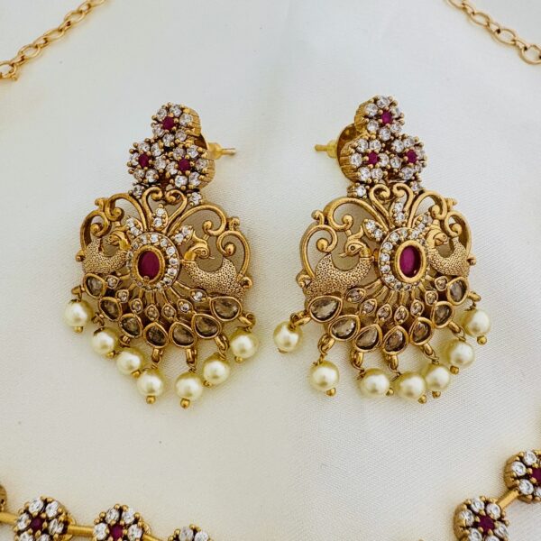 AD Antique Peacock Pendant Necklace Set - Image 2