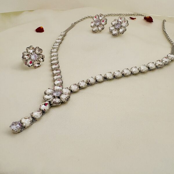Ruby / Black / White - Flora AD Necklace Set - Image 5