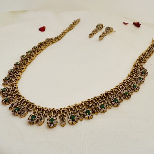 Kritiya AD Necklace Set – Ruby / Emerald Green - Image 2
