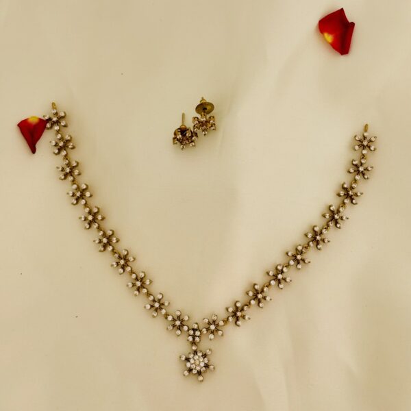 AD Floral Necklace Set – Antique Finish - Image 2