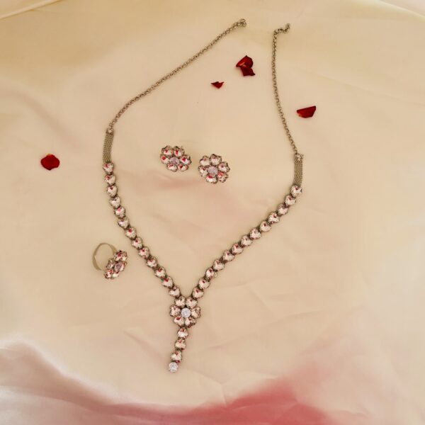 Ruby / Black / White - Flora AD Necklace Set - Image 6