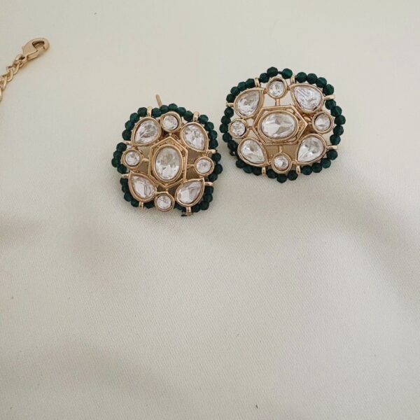 Radiant Polki Diamond-Look Choker Set green/White - Image 3