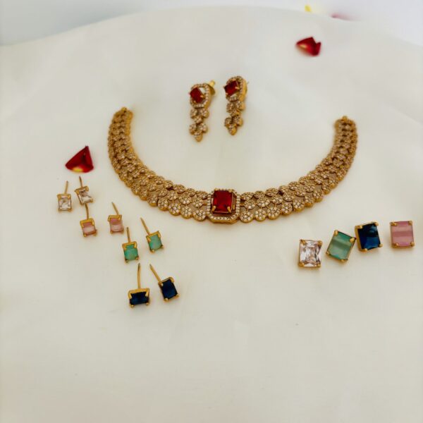 AD Interchangeable Stone Choker Set – Gold Polish - Image 2