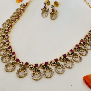 AD Ruby Circles Antique Choker Set