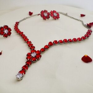 Ruby / Black / White - Flora AD Necklace Set