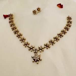 AD Floral Necklace Set – Antique Finish