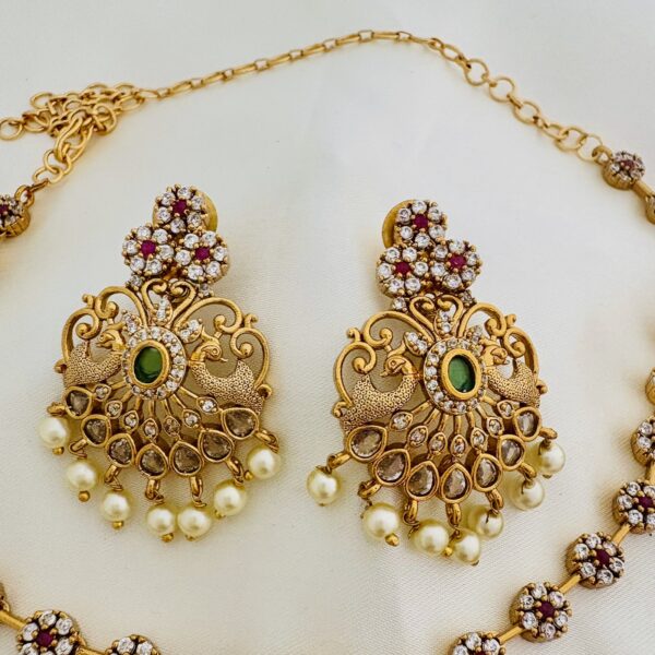 AD Antique Peacock Pendant Necklace Set - Image 4
