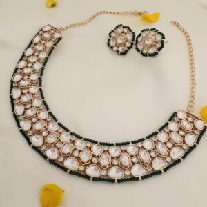 Radiant Polki Diamond-Look Choker Set green/White