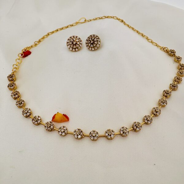 AD Petite Bloom Diamond Look Necklace Set