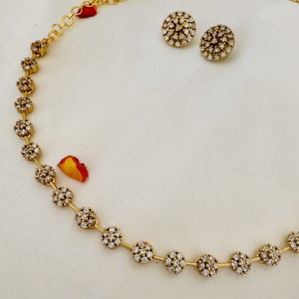 AD Petite Bloom Diamond Look Necklace Set - Image 2