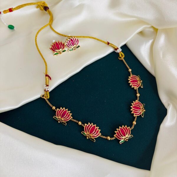 Enamel Lotus Necklace - Image 3