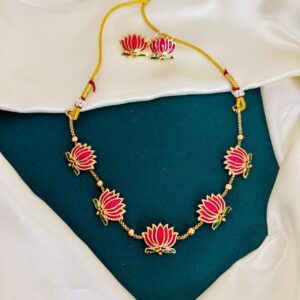 Enamel Lotus Necklace