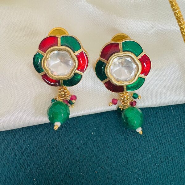 Enamel brass Kundan Necklace Set - Image 2