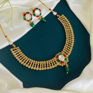 Enamel brass Kundan Necklace Set