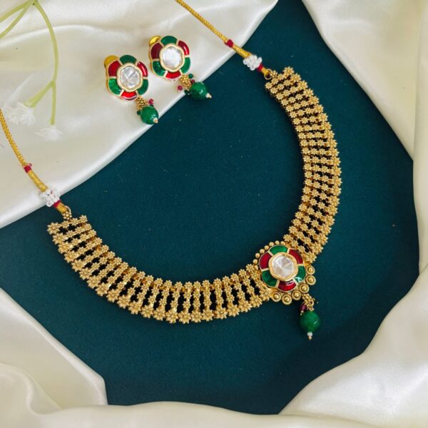 Enamel brass Kundan Necklace Set