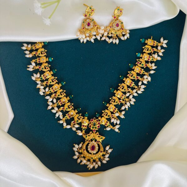 Gold Polish Guttapusalu Necklace Set - Image 3