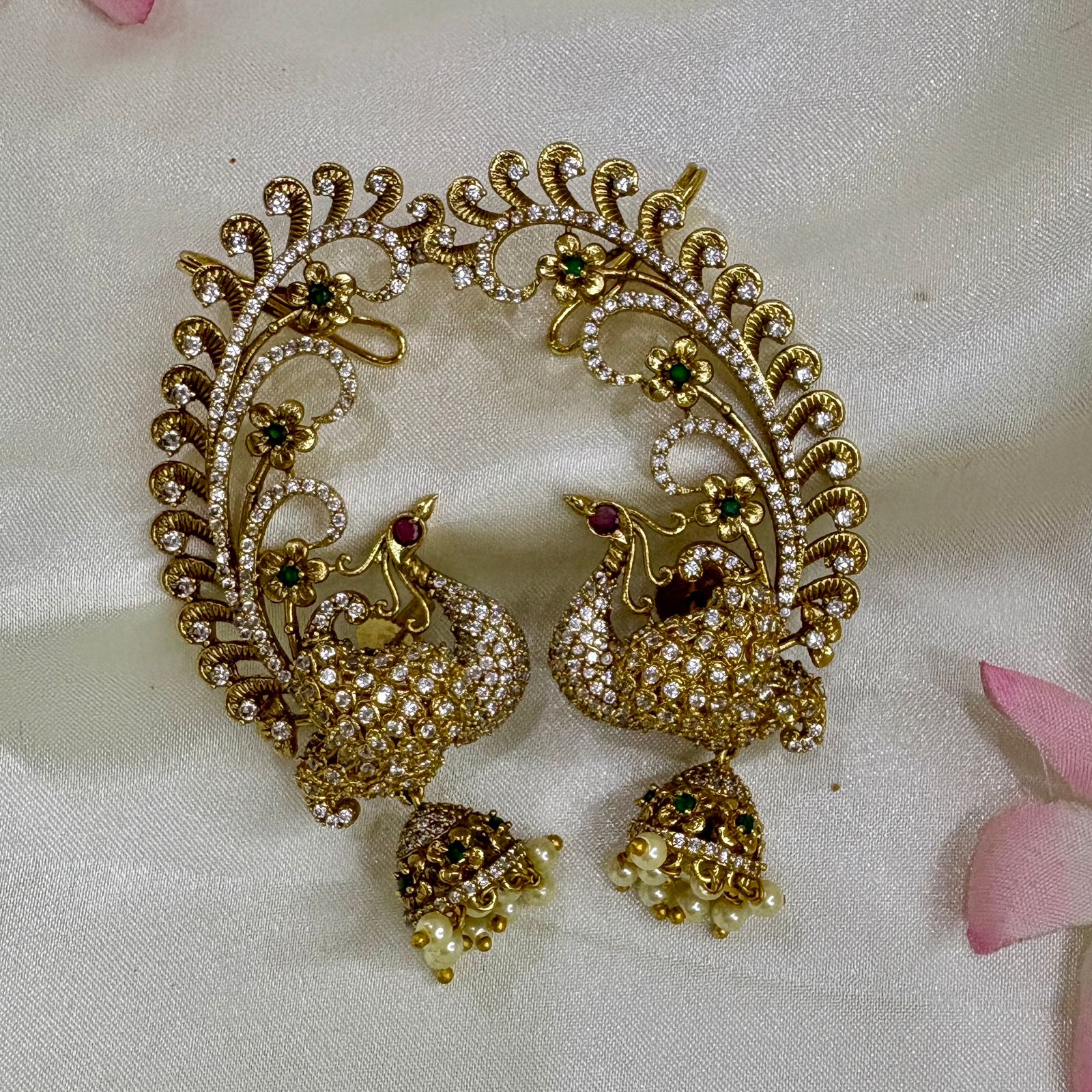 Peacock Earcuff Jhumkas - Image 2