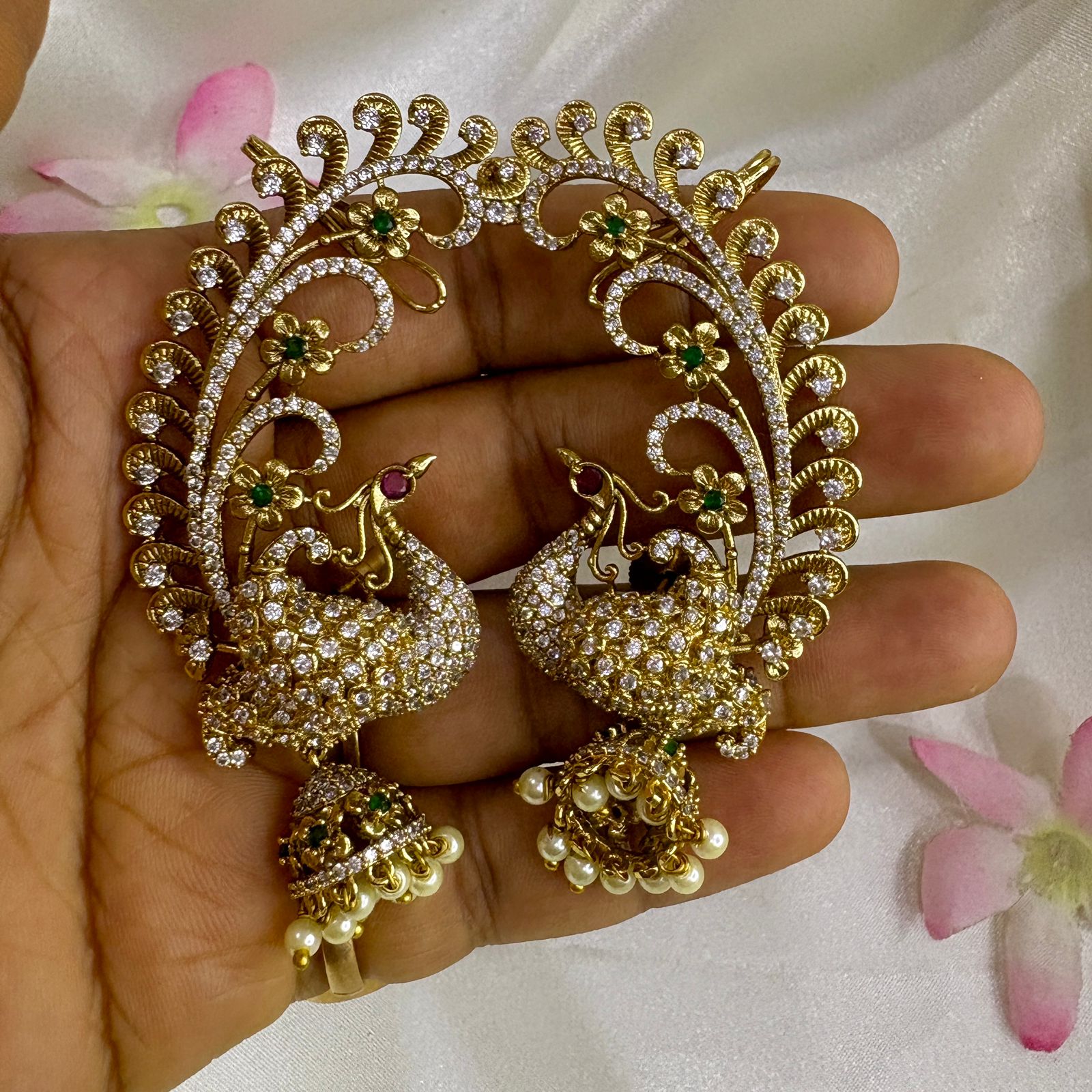 Peacock Earcuff Jhumkas