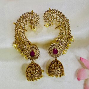 RubyPearl Earcuff Jhumkas