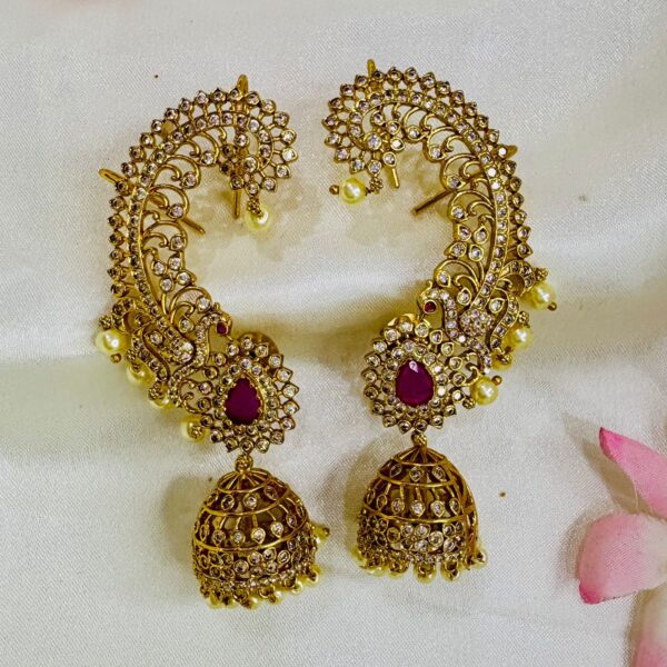 RubyPearl Earcuff Jhumkas