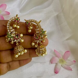 Kids Peacock Earcuff Jhumkas with CZ