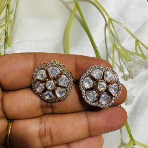Moissanite Floral Stud Earrings