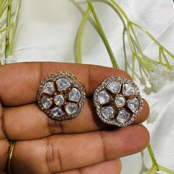 Moissanite Floral Stud Earrings