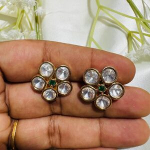 Polki Flower Stud Earrings