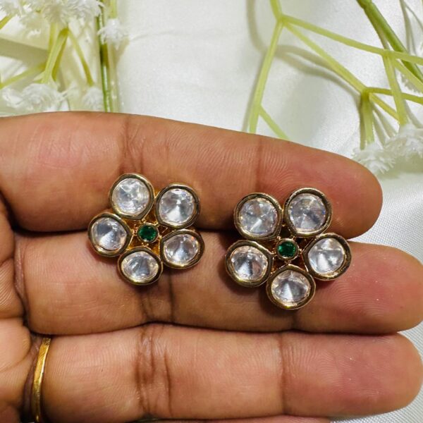 Polki Flower Stud Earrings