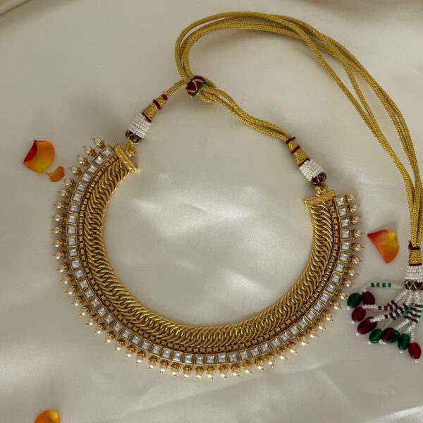 Jilebi Design Choker Necklace – Gold Look - Image 2