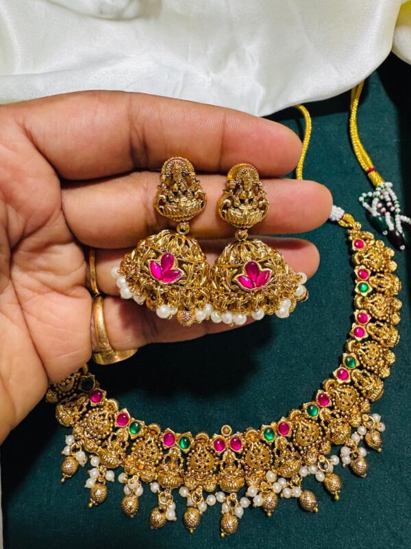 Brass Multicolor Short Necklace - Image 3