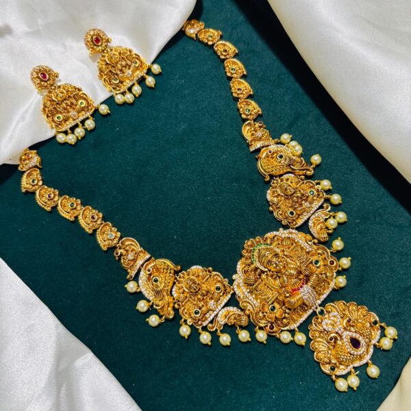Divine Lakshmi Necklace with Pearl Drops - Image 2