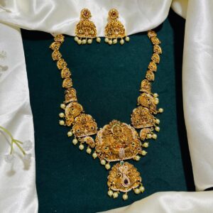 Divine Lakshmi Necklace with Pearl Drops