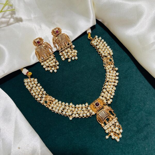 Antique Pearl Elephant Necklace - Image 3