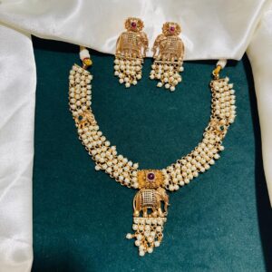Antique Pearl Elephant Necklace