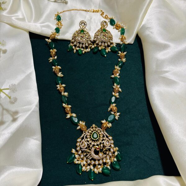 Kundan Peacock Pendant Necklace - Image 3