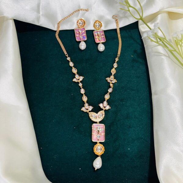 Enamel Polki Necklace Set - Image 2