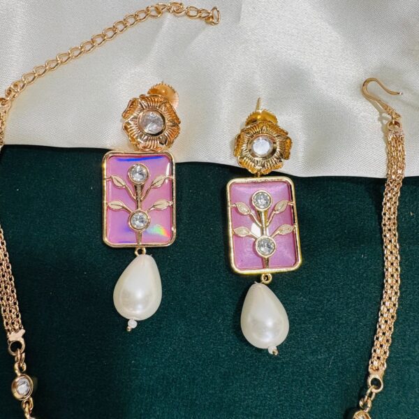 Enamel Polki Necklace Set - Image 3