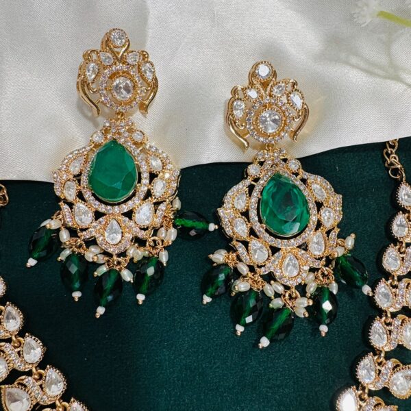 Moissanite Necklace Set with Huge Chandbalis - Image 2