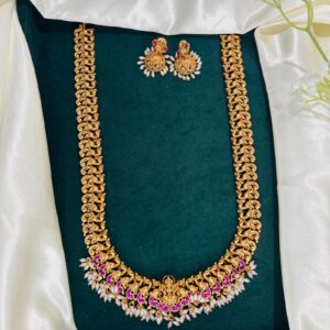 Premium Bridal Kempu Stone Haram