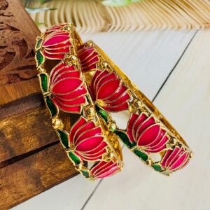 Lotus Design Enamel Bangles