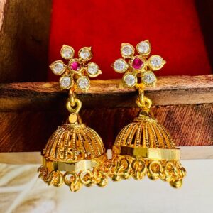 Floral AD Stone Jhumkas