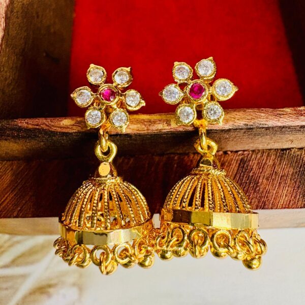 Floral AD Stone Jhumkas