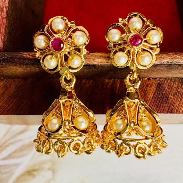Pearl Floral Jhumkas