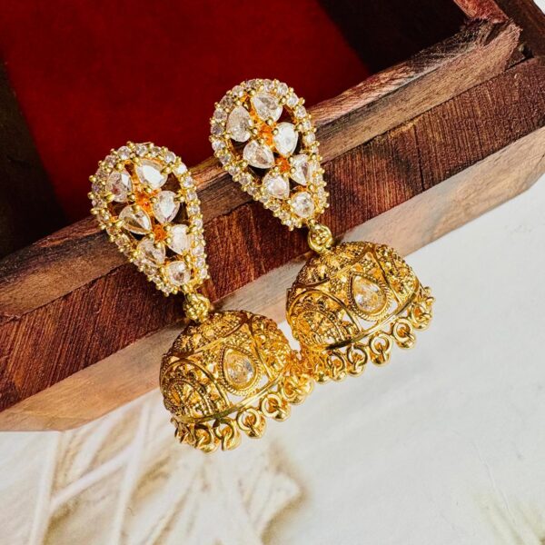 AD Stone Jhumkas - Image 3