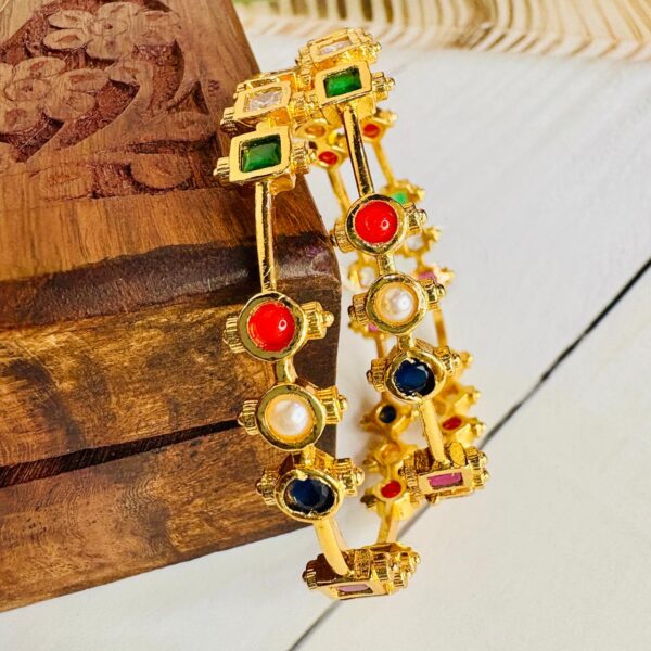 Navaratna Gold Finish Bangles